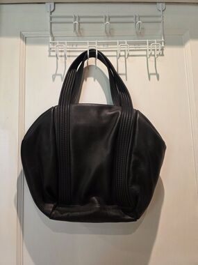 Francesco Biasia Black Leather Bowling Bag